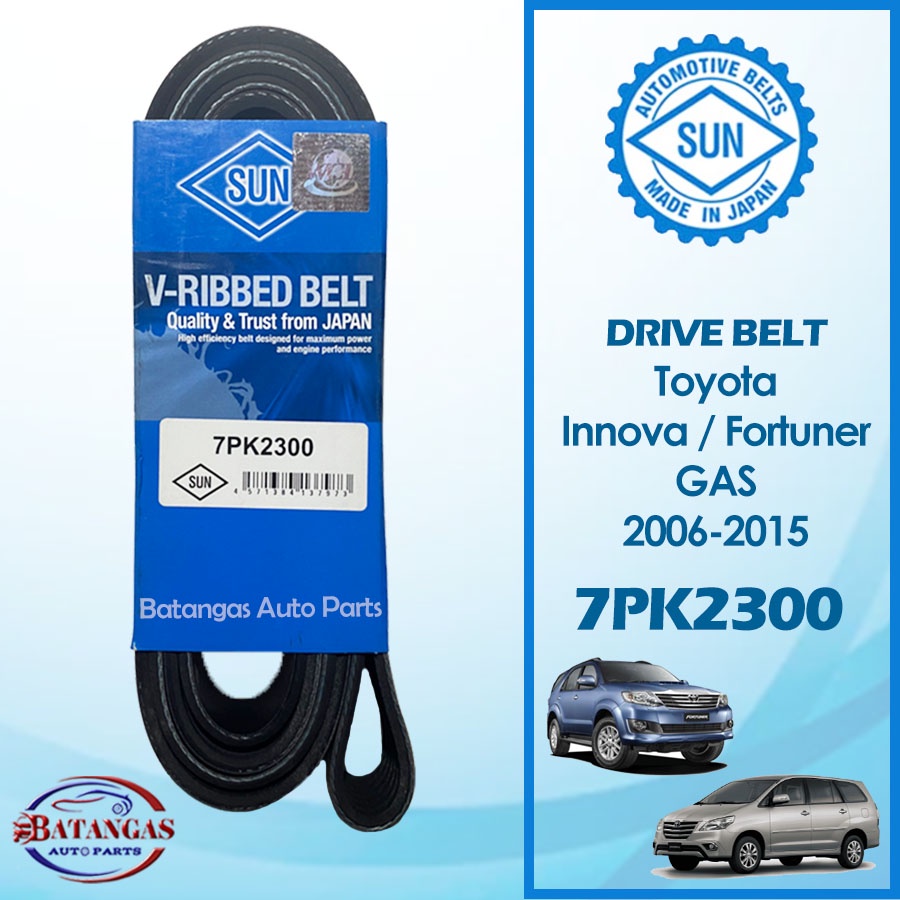 DRIVE BELT TOYOTA INNOVA / FORTUNER GAS 20062015 SUN 7PK2300 (ALT + AC