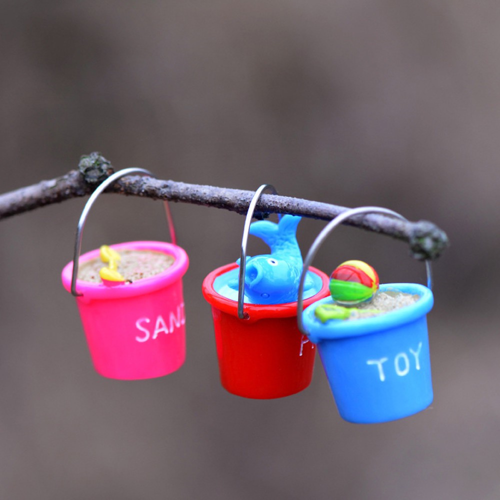 Resin Miniature Beach Bucket DIY Craft Accessory Home Garden Decoration