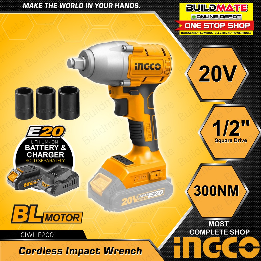 INGCO Cordless Impact Wrench 20V E20 Series CIWLIE2001 •BUILDMATE• ICPT