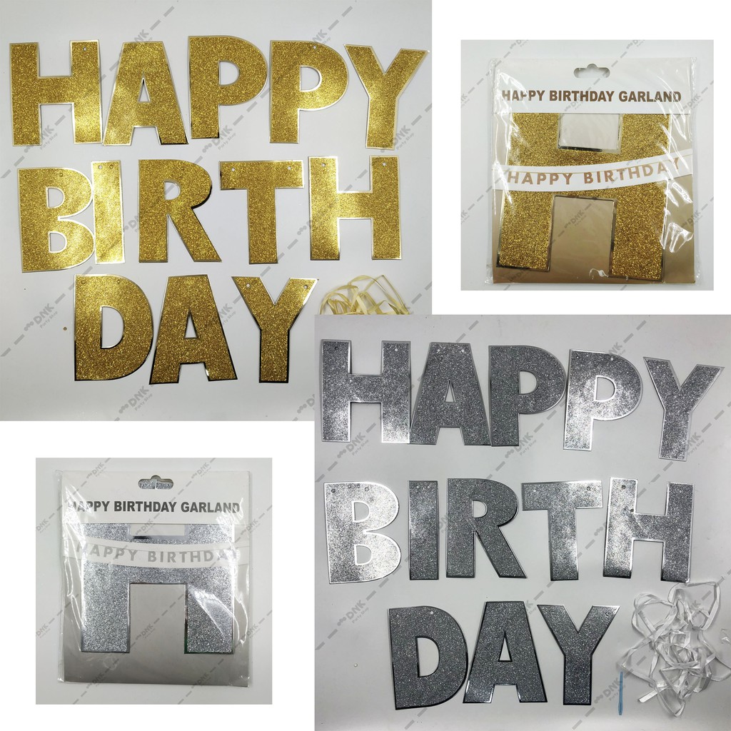 Cutout Flag Hanging Banner - Print Glitter Happy Birthday Letter Cute ...