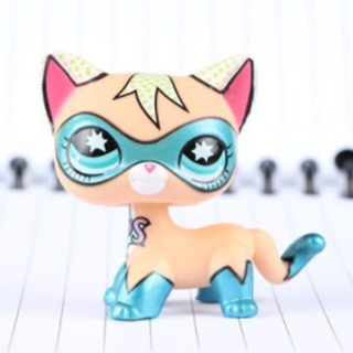 Littlest Pet Shop LPS#5 Girl Gift White Black Short Hair Cat Blue Eyes 