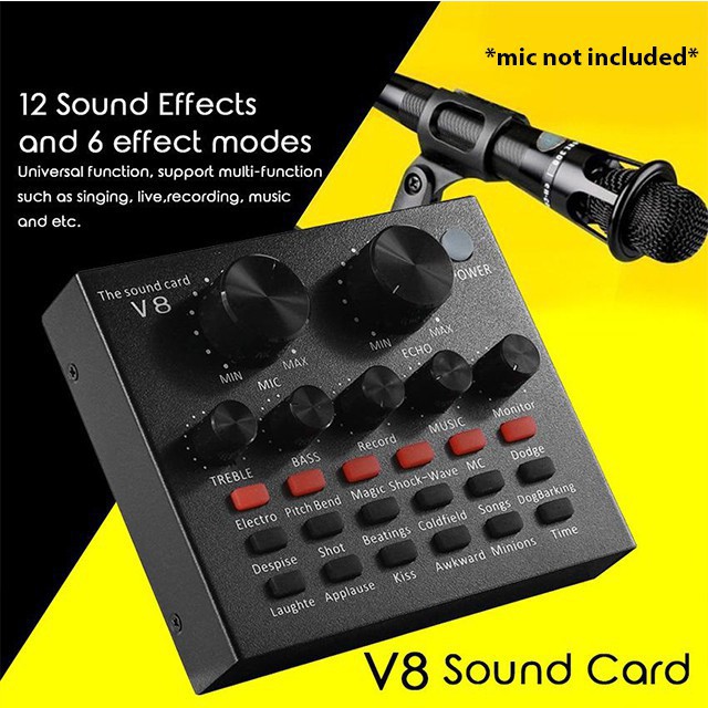 V8 Sound Card Audio Interface USB Live Broadcast Microphone for PC Phones  Singing or Recording | Shopee Philippines