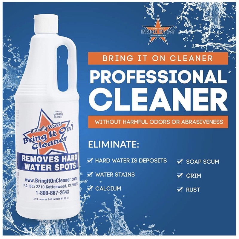 Bring It On Cleaner Hard Water Stain Remover, Shower Door Cleaner ...