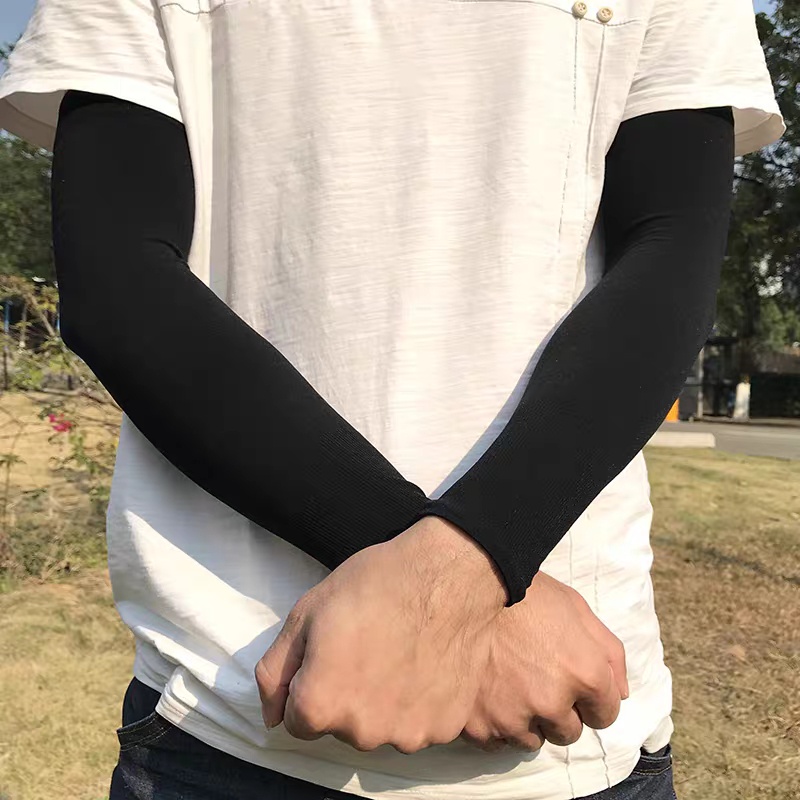 PLAIN BLK BIKE BIKERS CYCLING CYCLIST ARM SLEEVES PROTECTION FROM UV