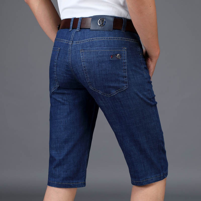 men's below the knee jean shorts