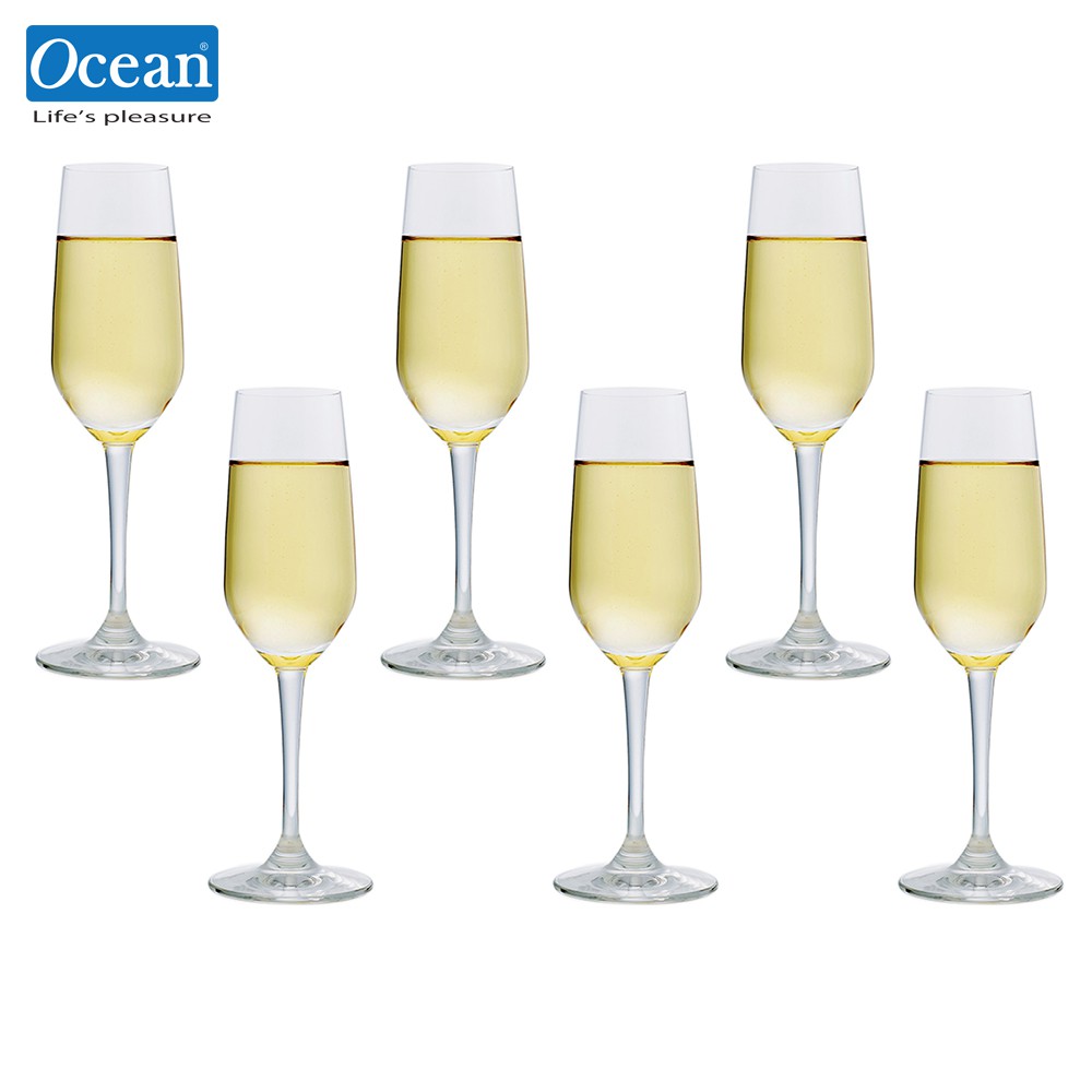 Ocean Glass Lexington Flute Champagne Glass 6 1/2 Oz. / 185 mL Set of 6