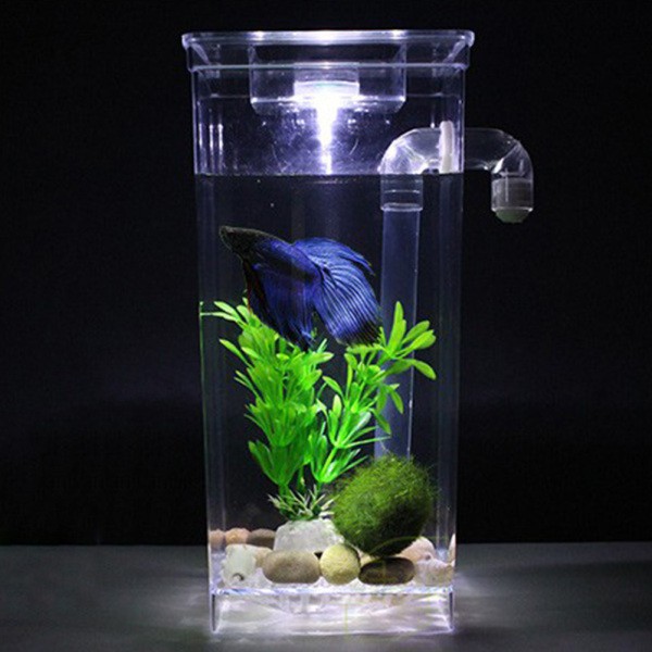 Self Cleaning Plastic Fish Tank Desktop Aquarium Betta Fishbowl