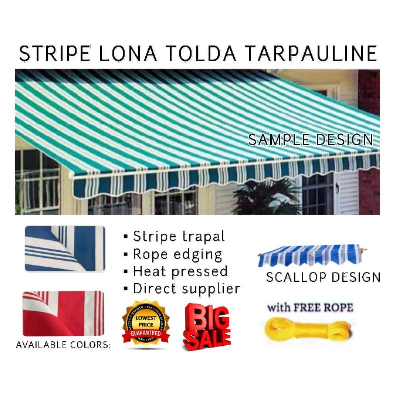 MAYAMA STRIPES SCALLOP DESIGN LONA TRAPAL TOLDA 4*6 5*6 6*6 6*8 6*9 6*
