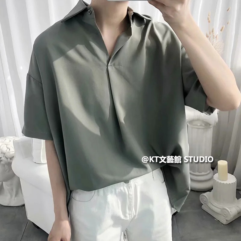 Plain Short Sleeve Shirt M 2xl Open Collar Fifth Sleeve Korean Shirt Men Shopee Philippines