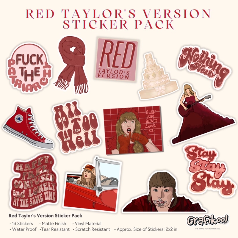 Red Taylor’s Version Sticker Pack Shopee Philippines