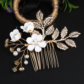 Women Multicolor Flower Hair Combs Headdress Prom Bridal Wedding Hair  Accessories Gold Leaves Hair Pins Hair Jewelry | Shopee Philippines