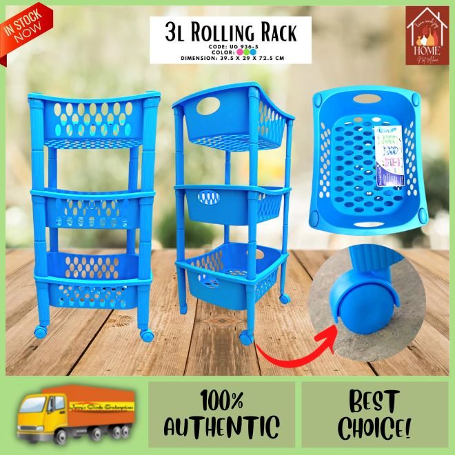 3L rolling rack plastic for kitchen storage rolling rack Shopee