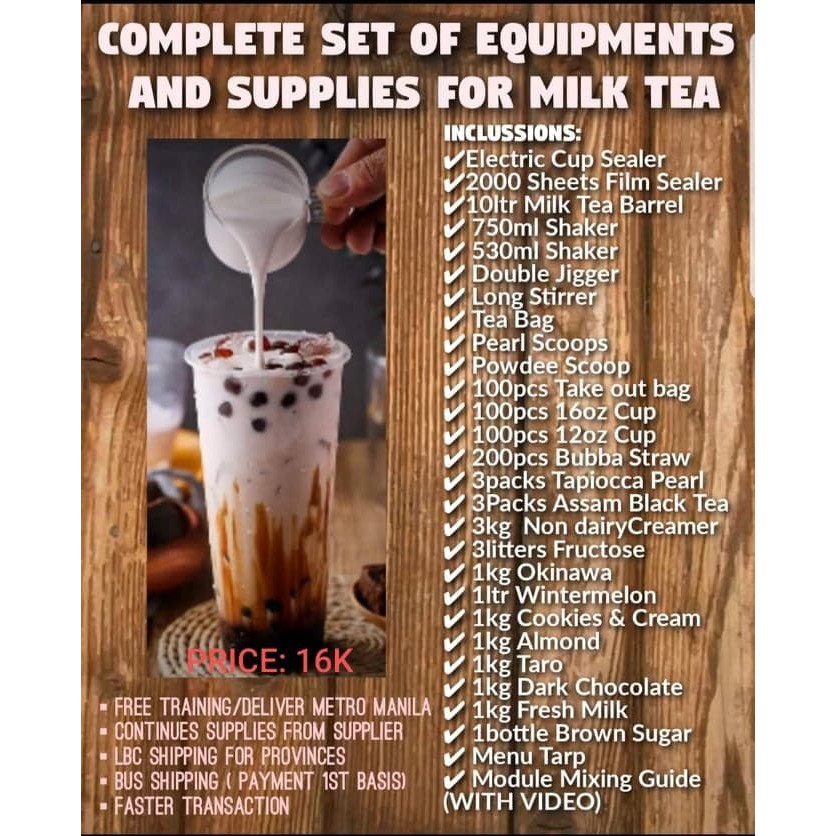 Complete Set Of Equipment And Supplies For Milk Tea Shopee Philippines