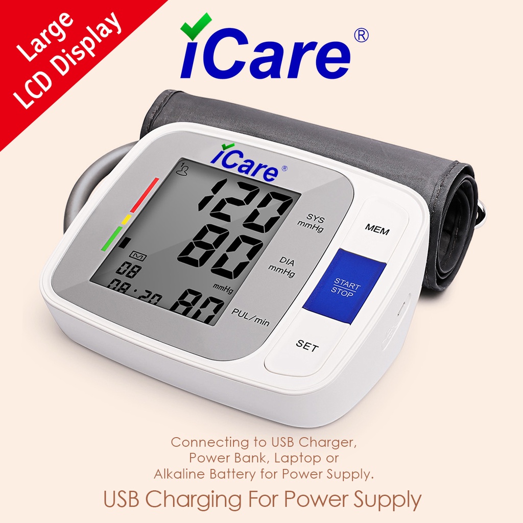 iCare®CK809 Large LCD Display Upper Arm Blood Pressure Monitor BP
