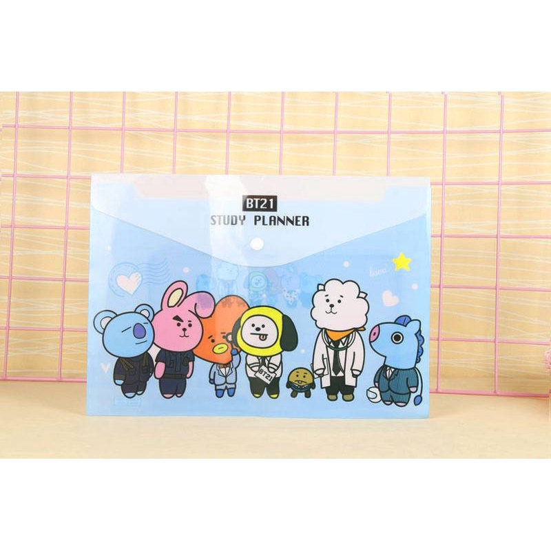 KPOP BTS BT21 Official Same File Pocket TATA COOKY KOYA CHIMMY SHOOKY A4  Storage Bag Student Supplies Pocket File | Shopee Philippines