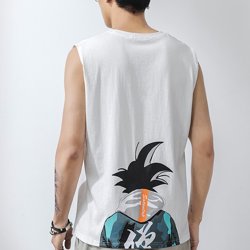 Cartoon Anime Men S Sleeveless Tops Fashion Loose Double Breasted Tank Top Trend Oversize Vests For Men Shopee Philippines