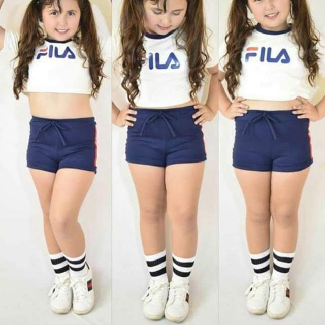 fila crop top and shorts set