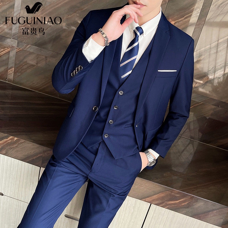 Business Suit Tailored Suit Suit Men's Handsome Formal Coat Solid