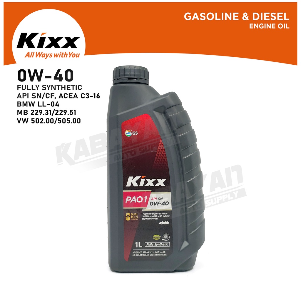 Kixx Premium PAO1 0w40 Fully Synthetic Gasoline / Diesel Engine oil 1