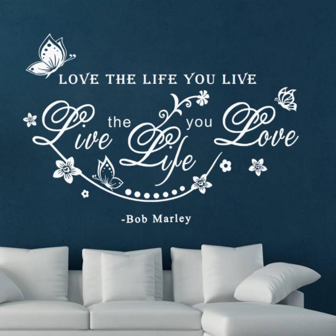 Love The Life You Live Wall Decal Butterfly Flower Wall Stickers Home Decor Words Wallpaper Shopee Philippines