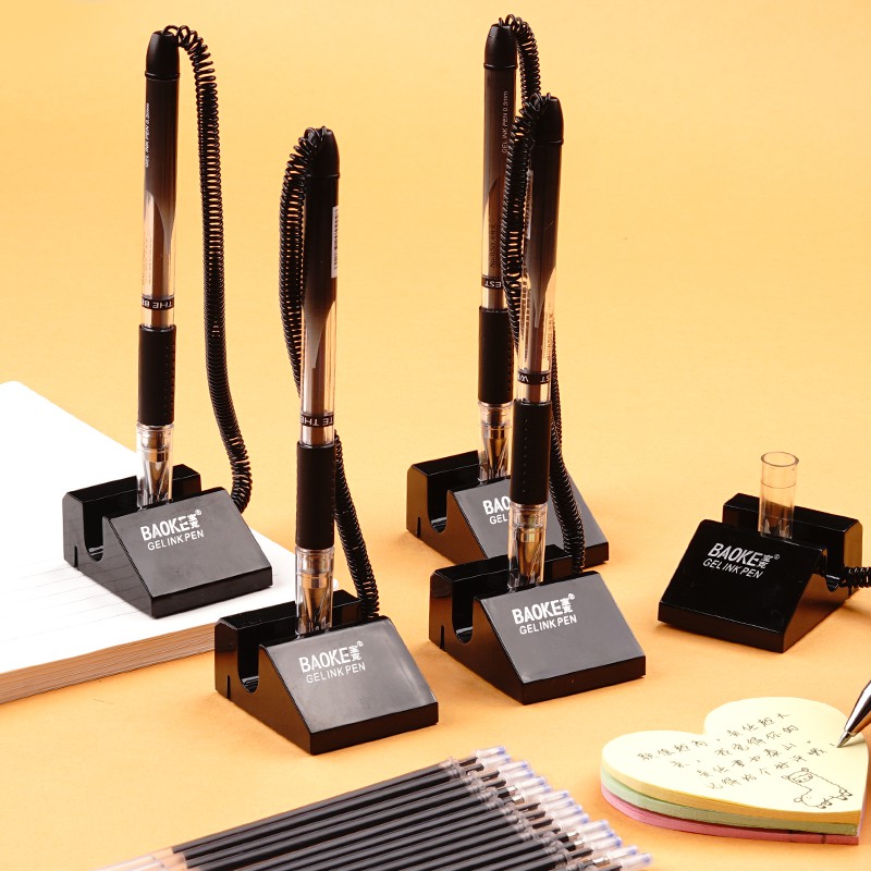 0.5mm Table Top Pen, Black Counter Pen, Desk Table Pen with String Office Bank Stationery