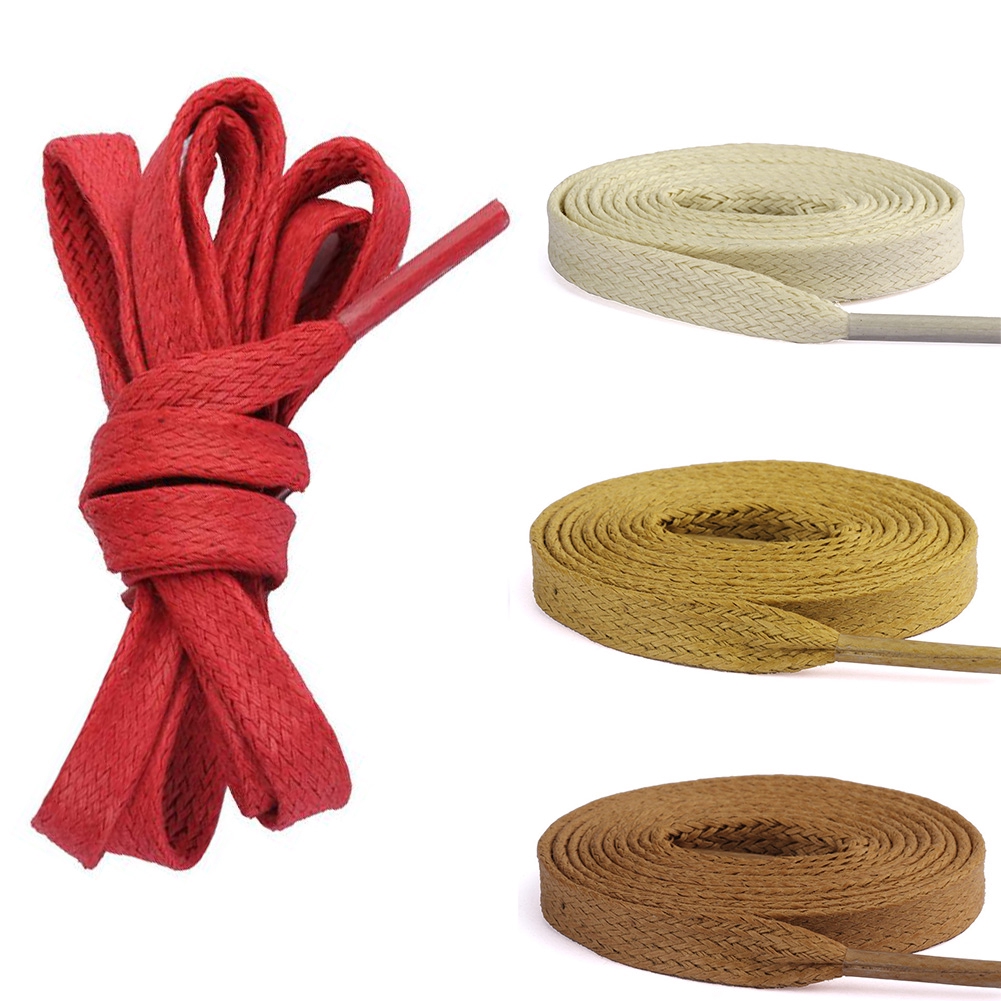 white flat waxed shoelaces