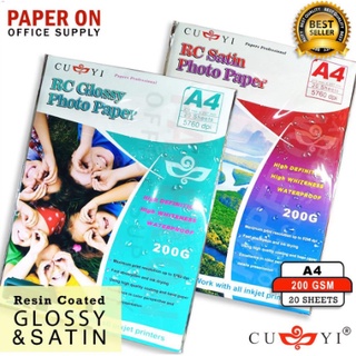 CUYI 200gsm Waterproof Paper Premium RC Photo Paper Satin Glossy A4 size