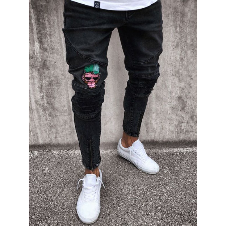 black moto jeans
