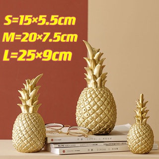 [Aik] Resin Gold Pineapple Ornament Photo Props House Decor Crafts Table Decor