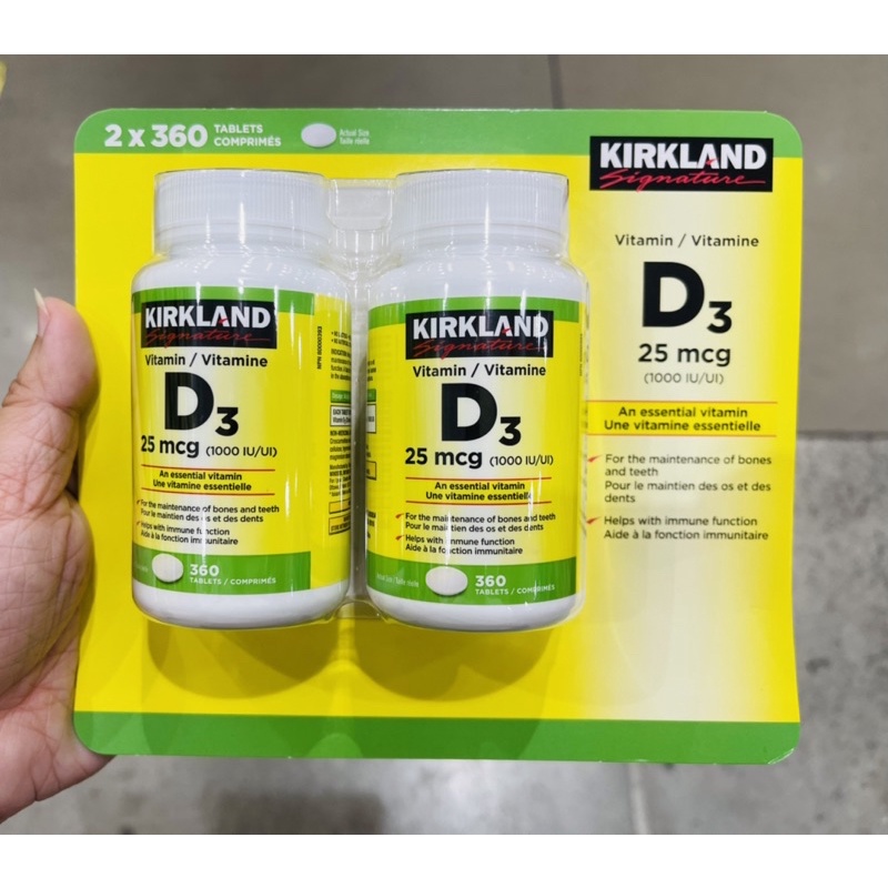 (Twin Pack) 2 x Kirkland Signature Vitamin D3 1000IU/25mcg, 360 tablets
