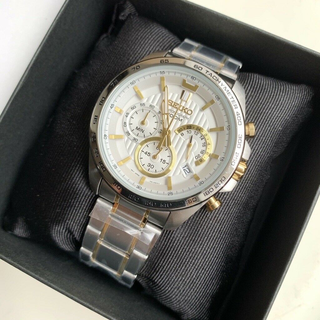 BNEW AUTHENTIC Seiko Watch SSB309P1 Chronograph Gold and Silver Steel for  Men | Shopee Philippines