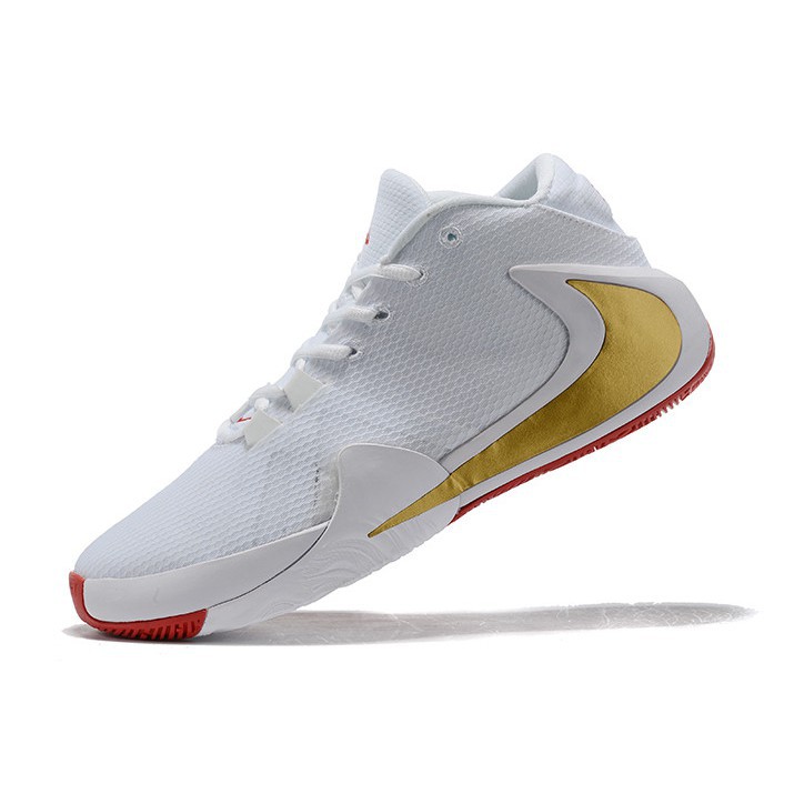 2019 Nike Zoom Greek Freak 1 White Metallic Gold Red Basketball Shoes Shopee Philippines