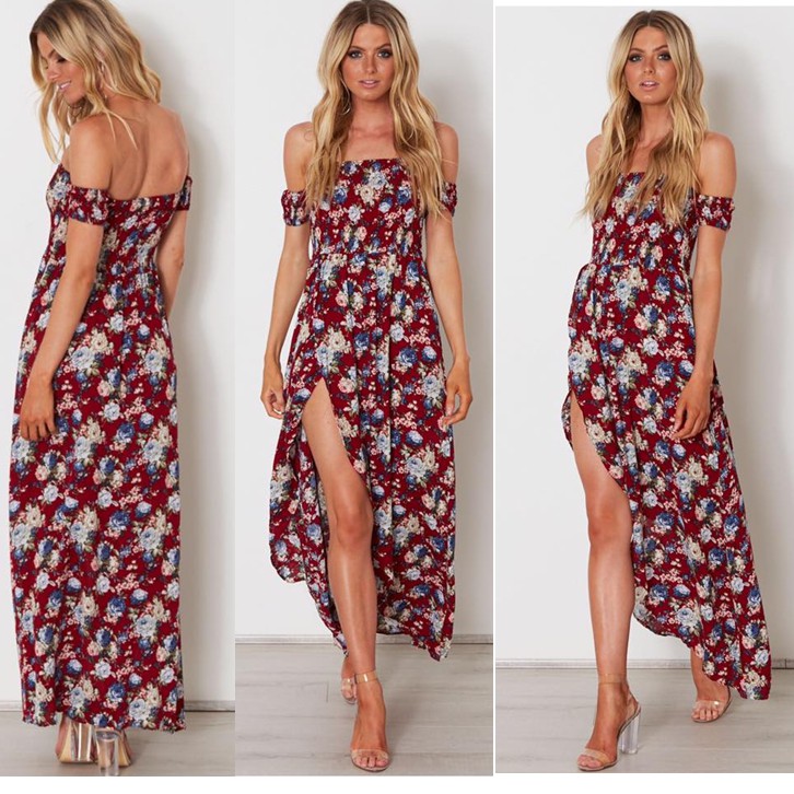 floral maxi slit dress