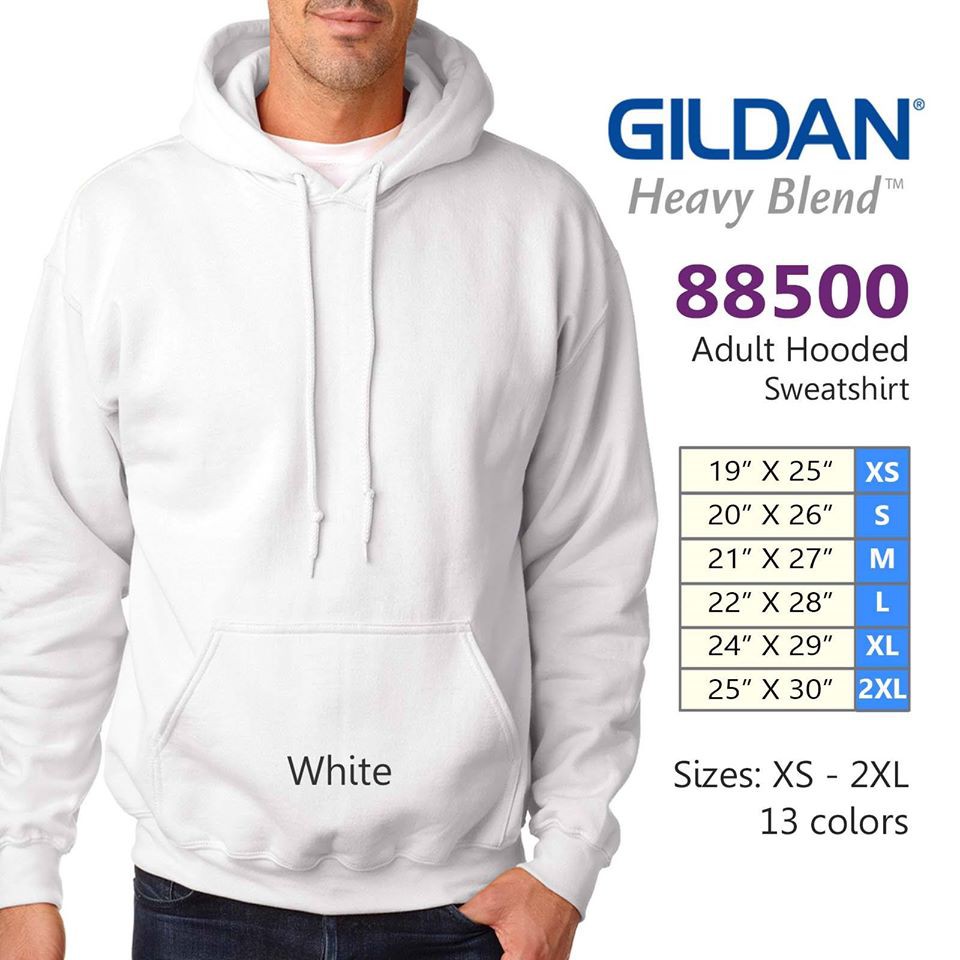 gildan heavy blend size chart