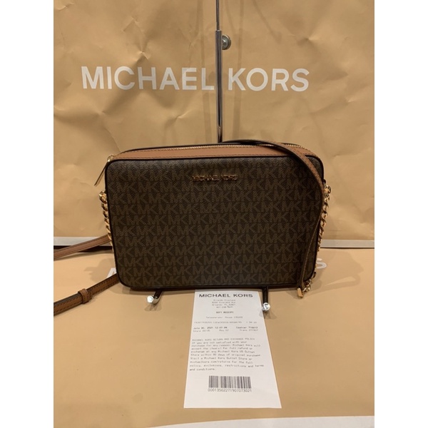 Original Michael Kors Jet Set MK Signature Brown Large EW Crossbody  Messenger Bag with receipt | Shopee Philippines