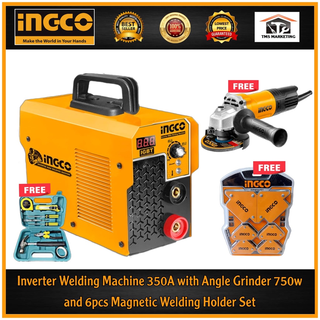 INGCO 350Amp Inverter Welding Machine Free Ingco Angle Grinder 750w