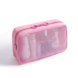Large Pink Mesh Storage Makeup Bag