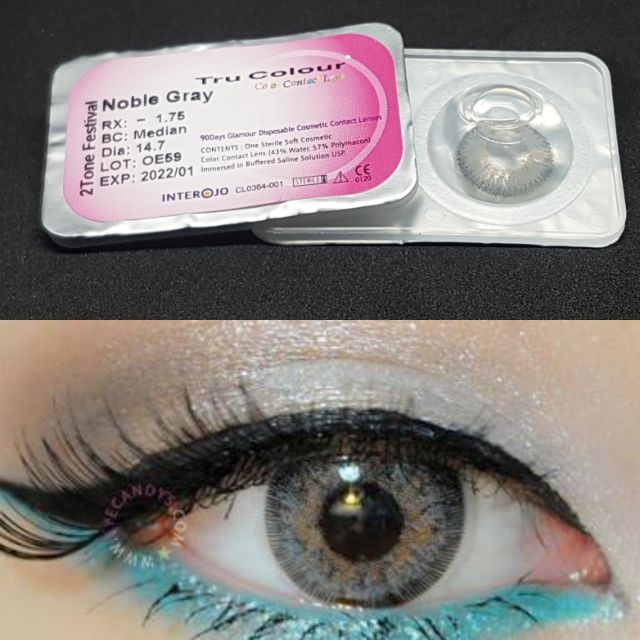 NOBLE GRAY Graded Contact lens Trucolour NO GRADE to 6.00