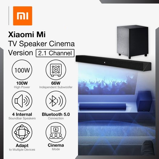 Xiaomi Mi TV Speaker 100W SoundBar & Subwoofer Home Theater 2.1 Channel