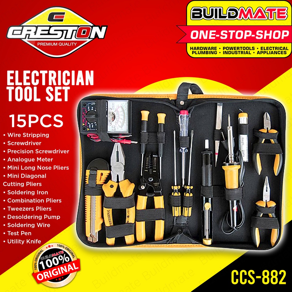 CRESTON Electrician Hand Tools 15pcs/SET CCS882 •BUILDMATE• Shopee
