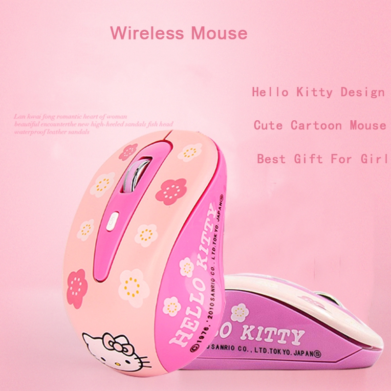Ready Stock Cute Hello Kitty Pink Wireless Computer Mouse 2.4Ghz USB Optical Laptop Mini Mouse