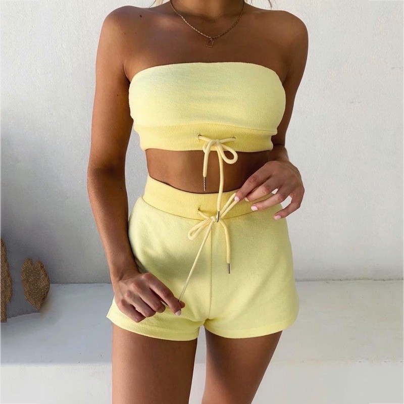 pastel yellow tube top