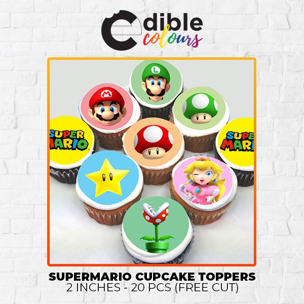 Super Mario Edible Cake and Cupcake Topper ECC001 Edible Colours