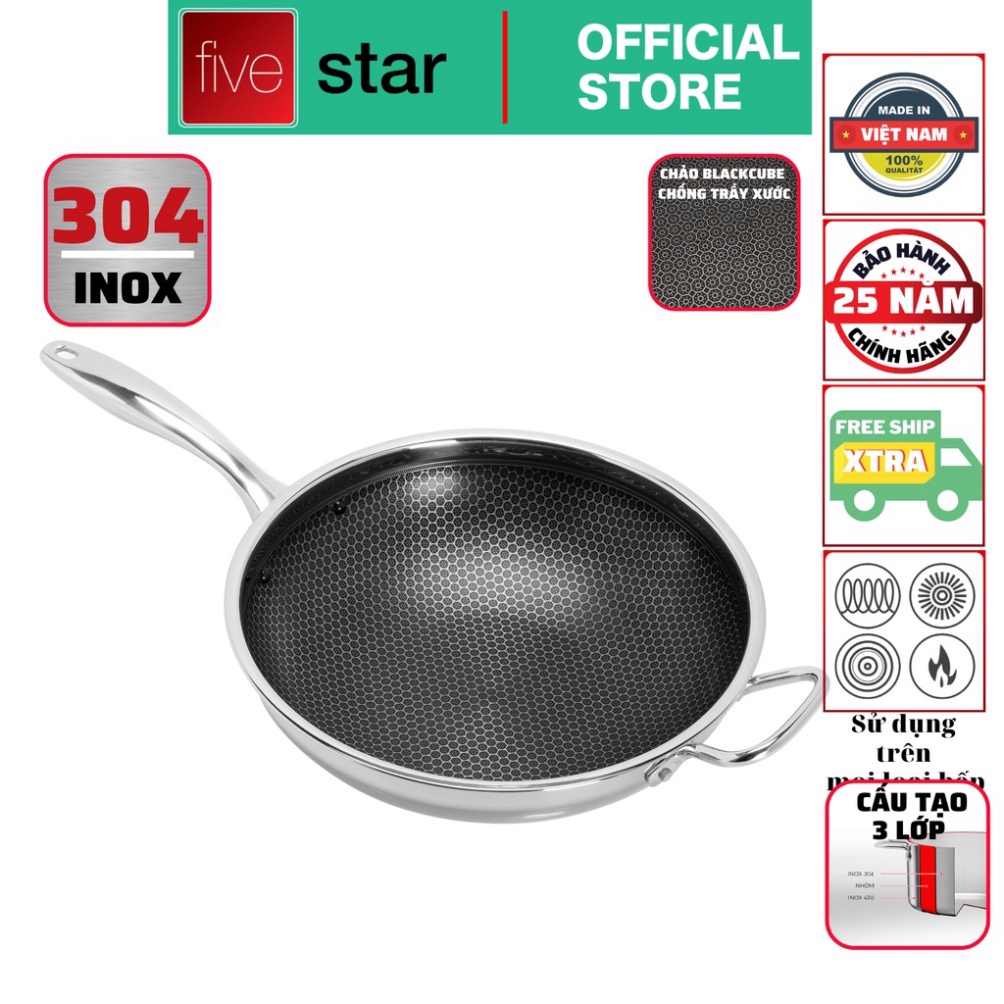 Fivestar Blackcube 304 Stainless Steel Deep Stainless Steel Pan (30cm