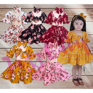 JazzBaby kids ootd for 2 yrs old up to 4 yrs old skirt and crop top front tie
