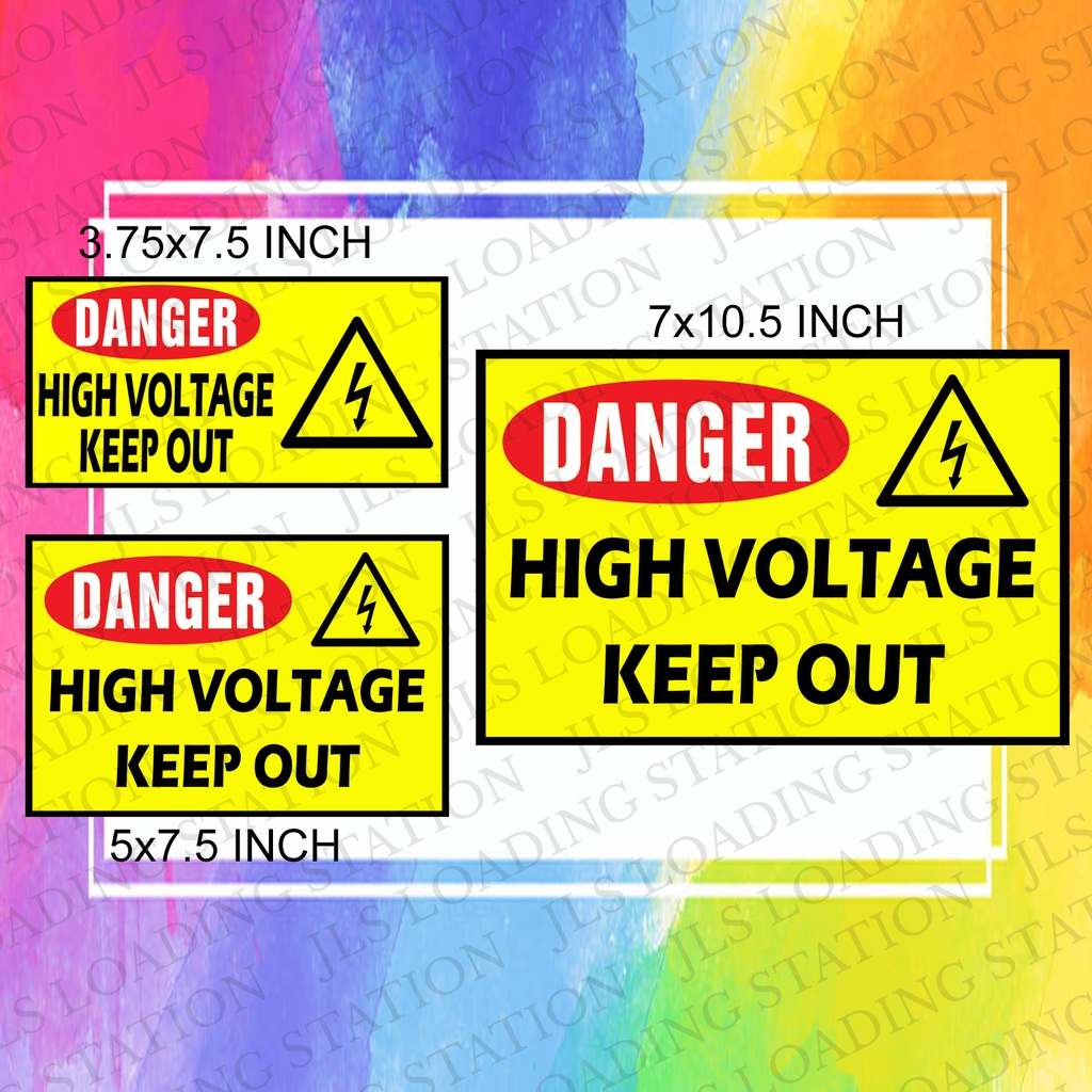Vinyl Safety Warning Stickers - 3 Pack High Voltage Signs 3.5x5 Inches