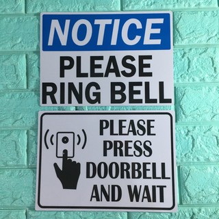 PVC Notice please ring bell / Please press doorbell and wait Signage ...