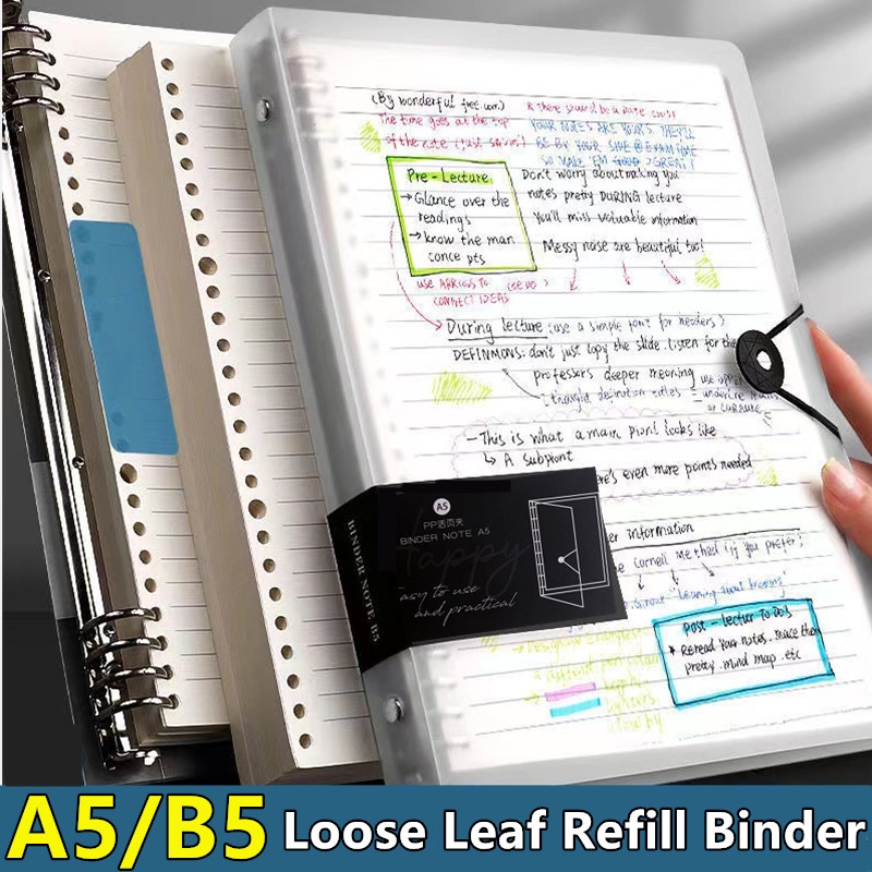 A5 Refillable Plastic Cover Note-book Loose Leaf B5 Stationery 60 ...