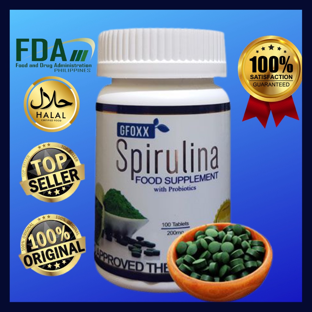 100 AUTHENTIC GFOXX SPIRULINA + PROBIOTICS (FDA and HALAL Certified