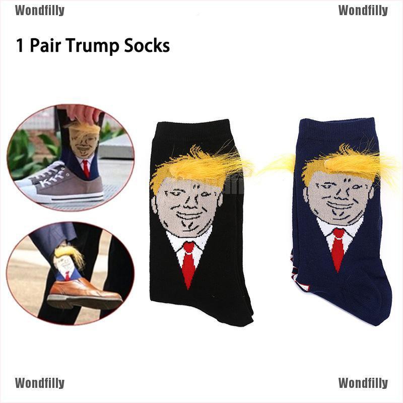 Wondfilly 2020 President Donald Trump Socks With 3d Fake Hair Crew